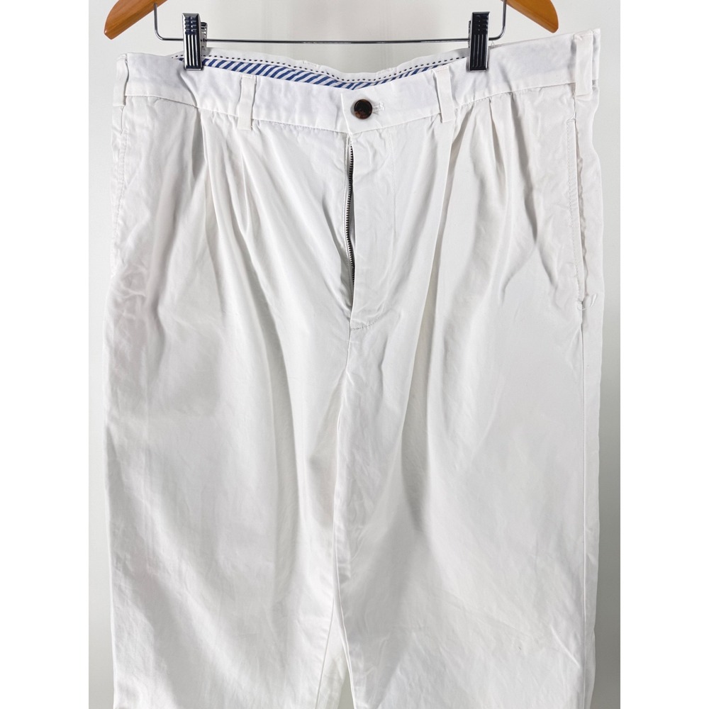 Brooks Brothers Elliot Chino Pants Mens 38x34 White Pleated‎ Cotton Classic